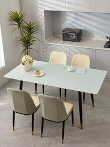 1 Stück wasserdichte Tischdecke, einfarbig, ölfest, luxuriös, für Esszimmertisch, Couchtisch, Schreibtisch, staubdicht, für den Hausgebrauch, orangefarbene Tischdecke - Babyblau - Übersicht 6