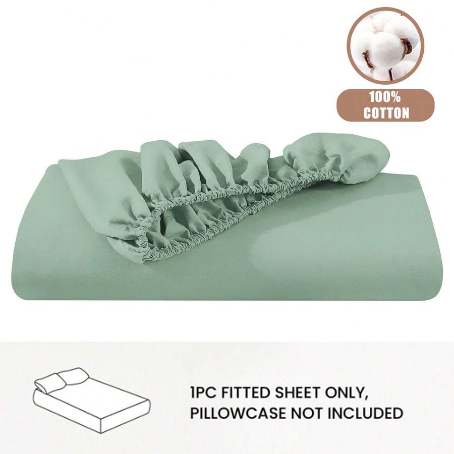1件床笠，纯色简约设计，多种颜色可选，床垫保护套，透气舒适，亲肤材质（不含枕套），适用于宿舍、卧室、酒店、床上用品 - 酪梨綠 - 查看 1