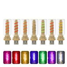 1pc Car USB Glass Decorative Ambient Light LED Spiral Atmosphere Light High-Brightness Lighting Neon Light For Car Home Decoration Light