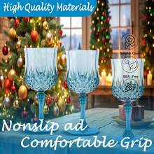 Plastic Wine Glasses,Plastic Goblets Vintage Style Cordial Drinking Glasses For Wedding Reception, Grand Event Party Supplies, Halloween And Christmas Party Supplies - Màu xanh hải quân - Xem 6