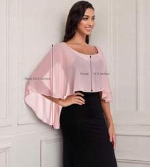 Sheer Shawls And Wraps Evening Dresses Chiffon Capes Women Soft Wedding Cover Up - 銀灰 - 查看 9