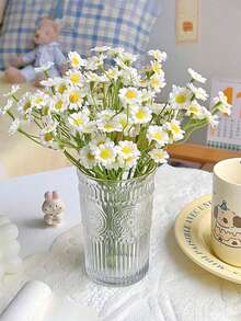 6/12/24 pièces Fleurs de marguerite artificielles, camomille et tournesol élégants, fausses marguerites de 10 pouces pour décoration de vase, centre de table extérieur, DIY, fête à la maison, décoration de mariage de fleurs sauvages printanières (blanc) Camomille, accessoires photo, bouquet floral, décoration de scène (sans contenant)