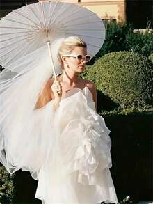 20pcs/Set Customized Elegant White Paper Parasol, Personalized, Suitable For Wedding Photos, Bridal Shower, Romantic Photos, Photography Props, Mildew Resistant, Fashionable - Multicolor - View 8