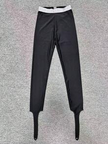 Quần legging bó sát co giãn sáng bóng gợi cảm dành cho nữ, Quần thể thao & đi làm thời trang 3/4, Xuân/Thu - màu đen - Xem 8