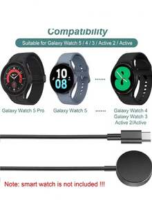 Watch 5 无线磁力充电器，适用于 Galaxy Watch 6/5/5 Pro/4/3/Active 1/2，便携式 USB C 型线缆基座