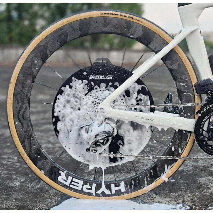 Cubierta de protección de limpieza de frenos de disco para lavado de motocicletas y bicicletas, cubierta de rueda protectora antigrime para bicicleta de montaña y carretera 575Q - Negro - Ver 1