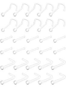 30 件透明圆形鼻钉，直鼻和 L 形鼻饰，适合女性日常佩戴 - 30件組合 - 查看 12