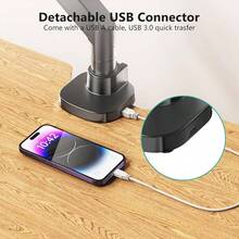 Single Monitor Mount, Gas Spring Monitor Arm 17 - 34 Inch Screens, Adjustable Computer Monitors Stand Up To 26.4lbs, With Clamp And Grommet Base, Mounting Holes 75 And 100mm GSMP001N Black - 57 inch + Đen - Xem 7