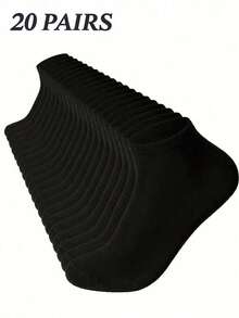 1/5/10/20 双男士袜子基本款踝袜，柔软轻便百搭低帮踝袜，女士长袜和袜类男士中筒袜女士水手袜 - 黑色 - 查看 1