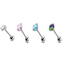 1/4pcs Fashionable Cubic Zirconia Decorated Round & Heart Shaped Tongue Rings, Suitable For Daily Wear By Men & Women