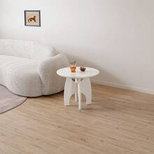 Guyii 60.6CM Round Side Table, Cream White End Table, Modern Center Table For Living Room, Home Office, Sofa, Easy Assembly - White - View 5