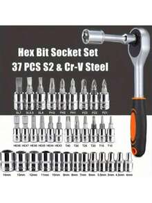 46pcs Small Size Integrated Solution Tool Kit, Suitable For Outdoor Emergency Car Repair, Applicable For Car, Bicycle And Motorcycle Repair, Also Includes A Multifunctional Combination Wrench Tool Set, No Battery Required, With 1/4" Drive Ratchet Wrench, Metric Sockets, Screwdriver Bits, Quick Release Mechanism - Professional Hand Tool Kit For Automotive Repair And DIY, No Assembly Required, Non-Powered, With Case