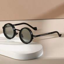 1pc Handmade ND9 Density Round Frame Fashionable Glasses - Metal Unisex Glasses, Suitable For Daily Wear - Multicolor - View 7