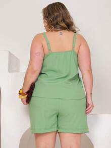 Conjunto Feminino Plus Size Elegante Regata e Short de Alfaiataria Premium