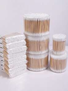 200pcs 400pcbamboo Swab, And Natural Swab, Suitable For Ears, Hygiene, Beauty - Round Head, Thick And Sturdy Bamboo Stick - Multicolor - View 4