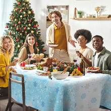 1 Stück blaue weiße Plastik Schneeflocken Tischdecke (54x108 Zoll) Frozen Geburtstag Winter Wonderland Dekorationen Einweg Tischdecke für Weihnachten, Neujahr, Party Zubehör und Dekoration