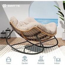 SWITTE - Silla mecedora de huevos para exteriores, papasan interior, mimbre de ratán, moderno Royal para recámara, sala de estar, porche, jardín, césped, color gris oscuro - 1 crema de asiento - Ver 7