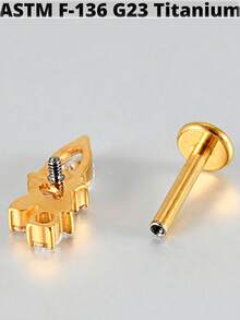 1 件钛心形氧化锆唇环内螺纹 CZ 花形唇钉耳屏耳软骨扁平穿孔鼻环饰品 - 鈦原色 - 查看 5