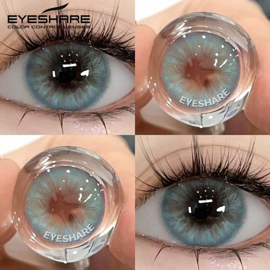 Eyeshare 1 Pair Colored Contact Lenses For Natural Pupils Light Color Eyes Yearly Use,14.2mm - Non-Prescription - 綠色 - 查看 1