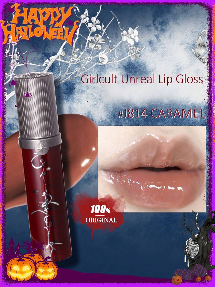 GIRLCULT Unreal 唇彩 J814 焦糖色 | 烘焙蜂蜜雾 | 琥珀霜 | 玻璃般透明 | 保湿气垫唇彩 | 轻盈不粘腻 | 防晕染 | 派对必备 | 3.5毫升/0.12液盎司 - J814 Caramel - 查看 1
