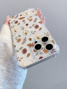 1 carcasă de telefon transparentă anti-cădere cu slot pentru card, model de dovleac de toamnă, floral, cu frunze, pictată, compatibilă cu Xs/Xsmax/Xr/11/12/13/14/14plus/15/15plus/16/16plus/7/8plus