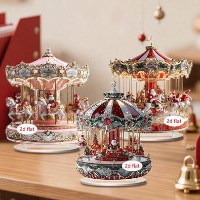 1/3/4/6件圣诞旋转木马桌面装饰多功能2D亚克力牌匾冬季圣诞节家居宿舍办公室用品派对礼物