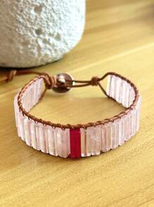 Bohemian Style Square Stone Beaded Multi-layer Braided Pu Leather Bracelet For Women - 1 - View 11