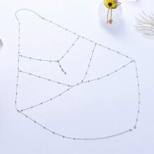 Cuiwrgrs 1pc Punk Style Silver Body Chain Necklace, Sexy Rhinestone Pendant, Fashionable Body Jewelry For Women Daily Wear