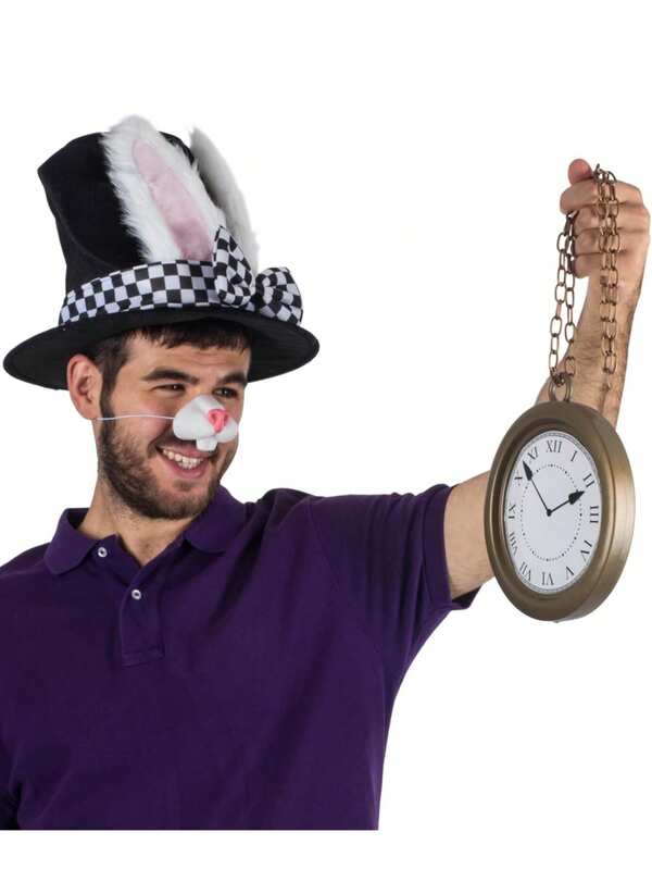 Accesorios de disfraz de conejo blanco de Halloween, 1 pieza de collar de reloj con estilo hip-hop y rap, adecuado para disfraces y accesorios de fiesta