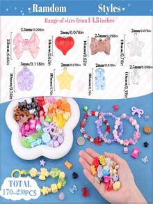 150g Cuentas de plástico mixtas para hacer pulseras de jardín vintage y místico, con formas de flor, lazo, mariposa, caramelo, estrella y corazón, cuentas lindas para hacer joyería, collares y llaveros DIY