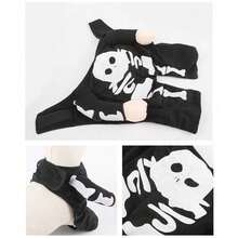 Haustier Halloween Kostüm für Katzen und Hunde, leuchtender Schädel, lustiges Verwandlungs-Set, Welpen Cosplay Party Outfit - Schwarz - Übersicht 11