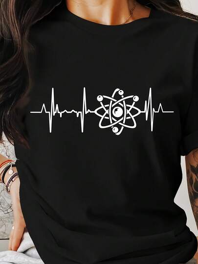 Camiseta "Ciencia Latido", "Átomo Latido", "Amante de la Ciencia", "Física Química Biología", "Regalo Científico Geek". Camiseta de algodón grueso de 220 g para mujer (Top negro para mujer). Confeccionada en algodón 100 % puro, grueso y transpirable, esta tela gruesa de 220 g ofrece comodidad y durabilidad. Perfecta para el verano, es ideal para el trabajo, el gimnasio, viajes, salidas informales, deportes al aire libre o para usarla en cualquier estación. Una prenda básica versátil: ideal para la escuela, la ropa de calle o simplemente para relajarse en casa. Camisetas de mujer.