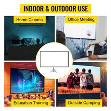 Tripod Projector Screen With Stand 70 Inch 16:9 4K HD Projection Screen Stand Wrinkle-Free Height Adjustable Portable Screen For Projector Indoor & Outdoor For Movie, Home Cinema, Gaming, Office - Black and White - View 7