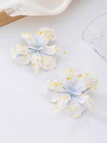 1 Pair Tropical Floral Metal Pendant Earrings, Suitable For Women's Daily And Party Outfits, Flower Design Is Random