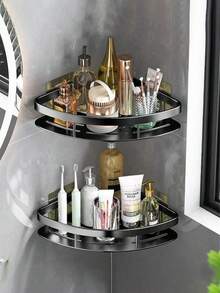 转角淋浴架，浴室三角架，无需钻孔，壁挂式卫生间梳妆台收纳架，可存放洗发水、肥皂和化妆品