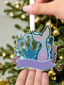 1pc Christmas Acrylic Ornament ,Mermaid Tail Shell Starfish Shape Acrylic Hanging Decor, Mermaid Theme Ocean Style Party Decoration, Christmas Tree Decoration Hanging Ornament, Christmas Home Mermaid Decor, Unique Legendary Mermaid Fantasy Art Holiday Decor Home Decor Christmas Decorations Room Decor