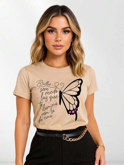 Blusa Feminina Baby Look Manga Curta T-Shirt Gola Redonda (4)