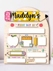 个性化开学第一天纪念牌，可定制姓名，返校拍照道具，可重复使用，里程碑式标志牌，可爱设计，可书写表面，适合儿童教室，作为学生、老师和家长的纪念礼物，是开学季的完美纪念品装饰。 - 多色4 - 查看 11