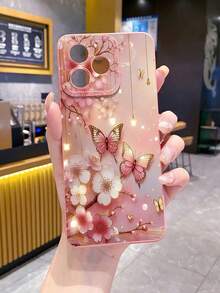 1 件蝴蝶花朵图案防震手机壳，适用于三星/Galaxy/Infinix/Redmi/OPPO/VIVO/Realme Android 型号 - 粉色 - 查看 5