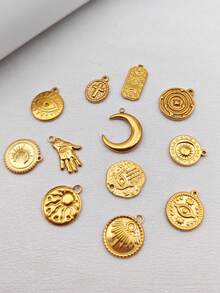 1pc Minimalist Geometric Stainless Steel 18K Gold Plated Pendant Necklace, DIY Jewelry Accessory