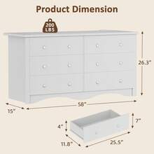 Dresser With Power Outlet, 6 Drawers Dresser For Bedroom, Modern Chest Of Drawers, Wooden Dressers, TV Stand For Living Room,Closet, Hallway - 查看 3