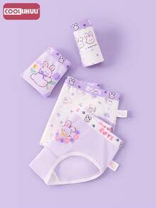 Coollikuli 4 Packs Simple Cotton Triangle Briefs For Girls Cartoon Rabbit Print Big Girl Baby Comfortable Soft Briefs Four Seasons - Multicolor - View 4