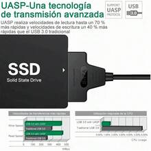 Cable USB 3.0 a SATA Para Discos Duros HDD/SSD De 2,5 Pulgadas - Negro - Ver 4