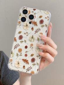 1 carcasă de telefon transparentă anti-cădere cu slot pentru card, model de dovleac de toamnă, floral, cu frunze, pictată, compatibilă cu Xs/Xsmax/Xr/11/12/13/14/14plus/15/15plus/16/16plus/7/8plus