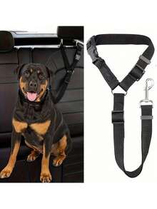 1 Pack Car Dog Seat Belt, Car Headrest Adjustable Nylon Fabric, Dog Seat Belt Car Seat Belt - Black