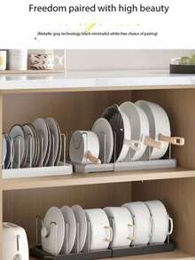 1 pieza de estante extensible para cajón de cocina, diseño deslizante ahorra espacio, con estante ajustable para tapas de ollas, puede almacenar eficientemente la vajilla en encimeras y armarios, árbol de Navidad, copo de nieve, alce