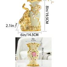 Vază decorativă din ceramică, Vază la modă și vintage (ceramică lucrată manual, placată cu pietre), Decor pentru casă/Evenimente de sărbători/Vază decorativă, Ornament pentru sufragerie/Dormitor/Sufragerie/Vază pentru ceremonie de nuntă, Flori uscate/Flori nemuritoare/Vază cu aranjament floral, Artizanat