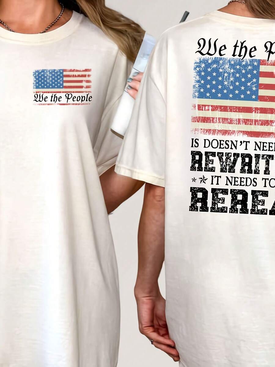 It Doesn't Need To Be Rewritten It Needs To Be Reread Shirt, We The People, 1776 Shirt, An Consution 1776, Vintage USA1776220G Cotton Everyday T-Shirt – Feels Like A Hug, Wears Like A Clic – Perfect For Family Photos, Team Events, DIY Printing, Or Lounging – Gift It For Birthdays, Father's Day, Mother's Day, Or Just Beuse Mots - 白色6 - 查看 1