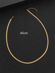 1 件不锈钢金色刀片链项链，简约时尚，适合男士日常佩戴或送礼 - 金黃色 - 查看 3