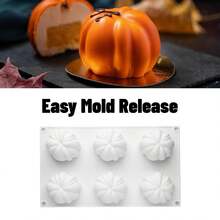万圣节南瓜硅胶慕斯蛋糕模具，3D烘焙甜点模具，适用于巧克力、布丁、果冻、芝士蛋糕、糕点（6腔）